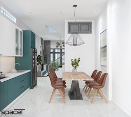 Phòng bếp, Phòng ăn - Nhà phố Gò Vấp 132m2 - Phong cách Modern 