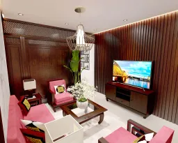 Phòng khách - Nhà phố Quận 11 268m2 - Phong cách Modern + Scandinavian 