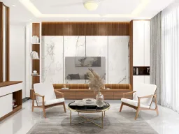 Phòng khách - Nhà phố Bình Dương - Phong cách Modern + Scandinavian 
