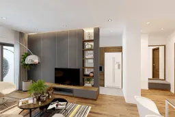 Phòng khách - Căn hộ Sunrise Riverside Nhà Bè 103m2 - Phong cách Scandinavian + Modern 