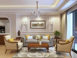 Phòng khách - Căn hộ Gold View Quận 4 - Phong cách Neo Classic 