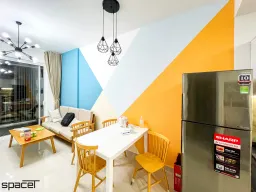 Phòng khách, Phòng ăn - Cải tạo Căn hộ Golden Mansion Phú Nhuận - Phong cách Color Block 