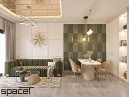 Phòng khách, Phòng ăn - Căn hộ Saigon Riverside Complex Quận 7 - Phong cách Neo Classic 