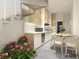 Phòng bếp, Phòng ăn - Nhà phố Quận 6 - Phong cách Scandinavian + Color Block 