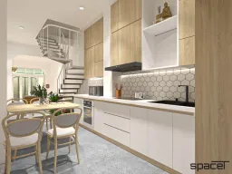 Phòng bếp, Phòng ăn - Nhà phố Quận 6 - Phong cách Scandinavian + Color Block 