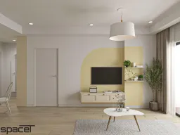 Phòng khách - Căn hộ Masteri T5 Thảo Điền 71m2 - Phong cách Color Block + Scandinavian 