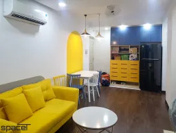 Phòng khách, Phòng ăn, Lối vào - Cải tạo Căn hộ SaigonLand Bình Thạnh - Phong cách Color Block 