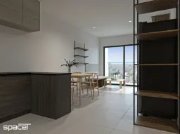 Phòng khách, Phòng bếp, Phòng ăn - Cải tạo Căn hộ Botanica Premier - Phong cách Japandi 