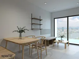 Phòng khách, Phòng ăn - Cải tạo Căn hộ Botanica Premier - Phong cách Japandi 