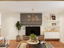 Phòng khách - Nhà phố Quận 1 45m2 - Phong cách Modern + Scandinavian 
