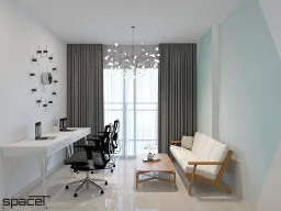 Phòng khách, Phòng làm việc - Cải tạo Căn hộ Golden Mansion Phú Nhuận - Phong cách Color Block + Scandinavian 