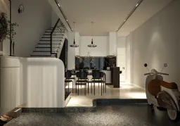 Phòng bếp, Phòng ăn, Lối vào - Nhà phố đường Phạm Văn Bạch - Phong cách Modern 