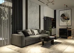 Phòng khách, Phòng bếp - Nhà phố đường Phạm Văn Bạch - Phong cách Modern 