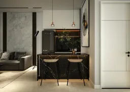 Phòng khách, Phòng bếp - Nhà phố đường Phạm Văn Bạch - Phong cách Modern 