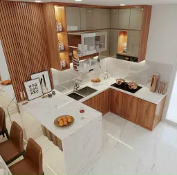 Phòng bếp - Căn hộ Diamond Riverside Quận 8 - Phong cách Modern 