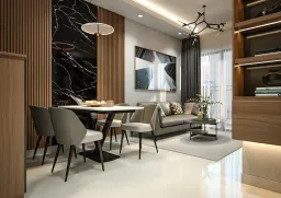 Phòng khách, Phòng ăn - Căn hộ Urban Hill Quận 7 - Phong cách Modern 