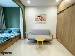 Phòng khách - Căn hộ studio The Rainbow (Vinhomes) - Phong cách Scandinavian 