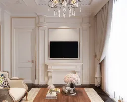 Phòng khách - Nhà phố Verosa Park Khang Điền - Phong cách Neo Classic 