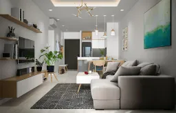 Phòng khách, Lối vào - Căn hộ Gold View Quận 4 - Phong cách Scandinavian 