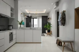 Phòng bếp, Lối vào - Căn hộ Gold View Quận 4 - Phong cách Scandinavian 