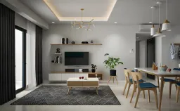 Phòng khách - Căn hộ Gold View Quận 4 - Phong cách Scandinavian 