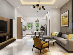 Phòng khách, Phòng bếp, Phòng ăn - Nhà phố Park Riverside Quận 9 - Phong cách Modern 