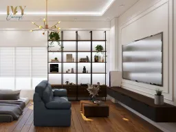 Phòng khách - Căn hộ chung cư Tản Đà Court - Phong cách Industrial 