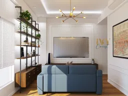 Phòng khách - Căn hộ chung cư Tản Đà Court - Phong cách Industrial 