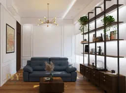 Phòng khách - Căn hộ chung cư Tản Đà Court - Phong cách Industrial 