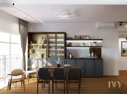 Phòng ăn - Căn hộ chung cư Tản Đà Court - Phong cách Industrial 