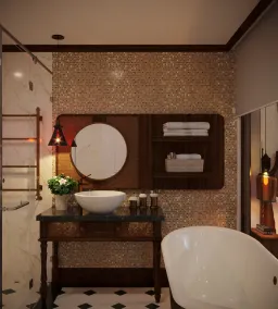 Phòng tắm - Phòng ngủ Nhà phố Nguyễn Trãi Quận 5 - Phong cách Indochine 