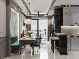 Phòng bếp, Phòng ăn - Căn hộ Q7 Saigon Riverside Complex - Phong cách Indochine 