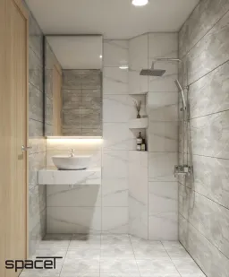 Phòng tắm - Nhà phố Cao Văn Lầu Quận 6 - Phong cách Scandinavian 