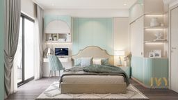 Phòng ngủ - Căn hộ River Gate Quận 4 - Phong cách Color Block + Neo Classic 