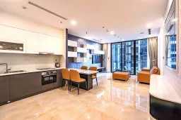 Phòng khách, Phòng bếp, Phòng ăn - Căn hộ Vinhomes Ba Son Quận 1 - Phong cách Modern 