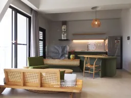 Phòng khách, Phòng bếp, Phòng ăn - Căn hộ chung cư Hưng Phú Cần Thơ - Phong cách Wabi Sabi 