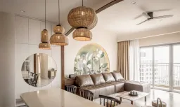 Phòng khách, Phòng ăn - Căn hộ Palm Heights Quận 2 - Phong cách Indochine 