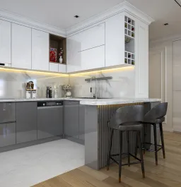 Phòng bếp - Nhà phố 85m2 Quận 2 - Phong cách Neo Classic 
