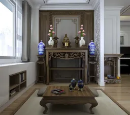 Phòng thờ - Nhà phố 85m2 Quận 2 - Phong cách Neo Classic 