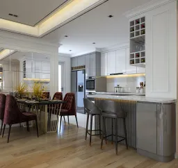 Phòng bếp, Phòng ăn - Nhà phố 85m2 Quận 2 - Phong cách Neo Classic 