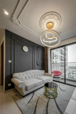 Phòng khách - Căn hộ Palm Heights (Palm City) - Phong cách Bán cổ điển + Hiện đại 