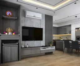 Phòng khách, Phòng thờ - Nhà phố 3PN Quận 7 - Phong cách Modern 
