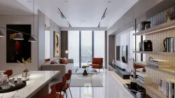 Phòng khách - Căn hộ 2PN Empire City - Phong cách Modern 