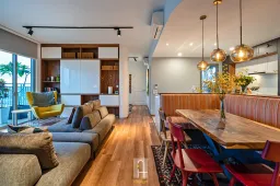 Phòng khách, Phòng ăn - Căn hộ Palm Heights Quận 2 - Phong cách Bohemian + Modern 