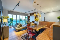 Phòng khách, Phòng ăn - Căn hộ Palm Heights Quận 2 - Phong cách Bohemian + Modern 