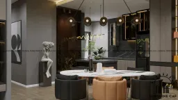 Phòng bếp, Phòng ăn - Căn hộ Sacomreal Tân Phú - Phong cách Modern 