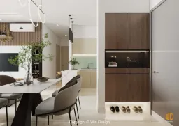 Phòng ăn, Lối vào - Căn hộ 68m2 Quận 7 - Phong cách Modern 