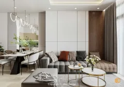 Phòng khách - Căn hộ 68m2 Quận 7 - Phong cách Modern 