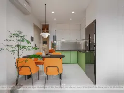 Phòng bếp, Phòng ăn - Căn hộ Vinhomes Grand Park - Phong cách Color Block 