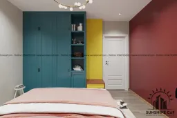 Phòng ngủ - Căn hộ The Peak Garden - Phong cách Color Block 